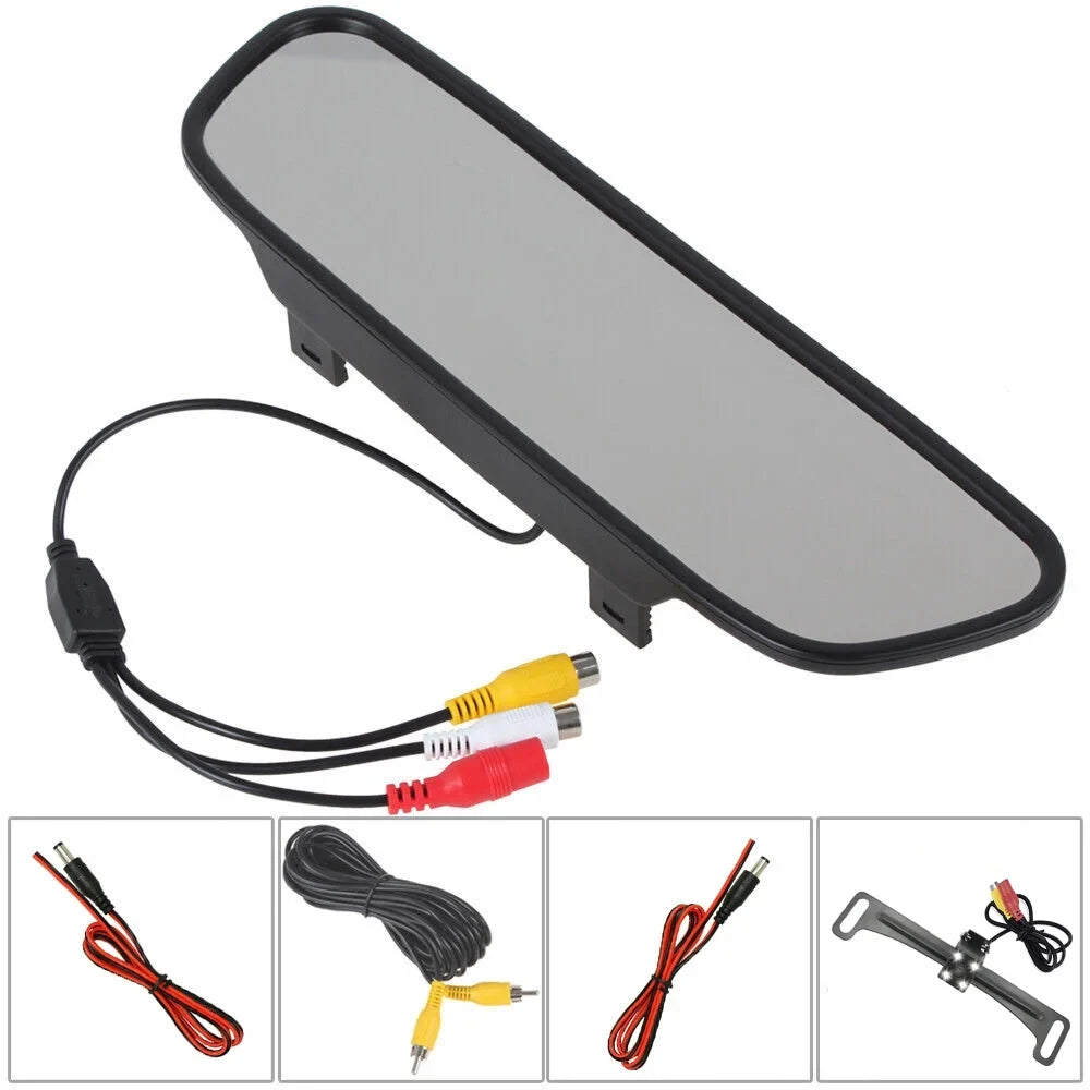 Rear Camera HD Backup Plate System Monitor Parking View 4.3inch License Car Reverse