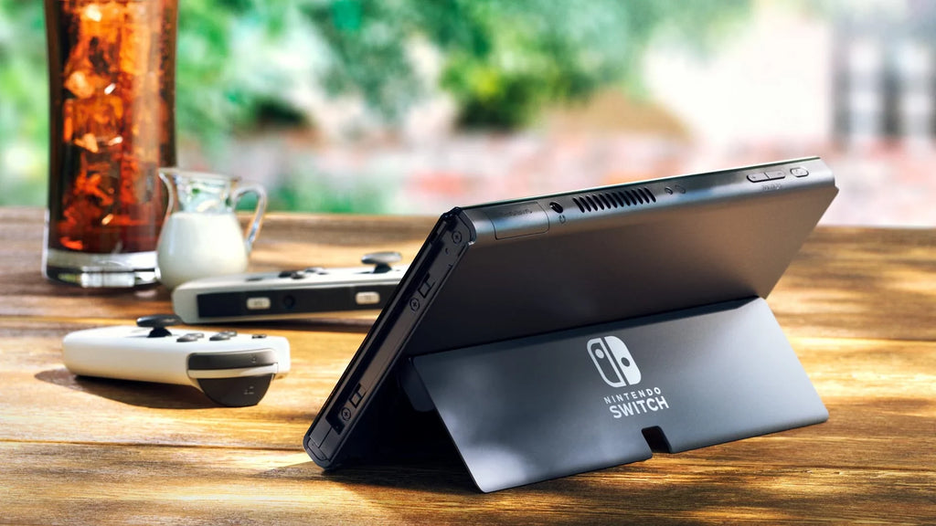 and Joy Mario Improved Switch Nintendo Battle LAN-Port Mytrix 2021 OLED 64GB And Model HD Wireless Rabbids Screen Accessories & Kingdom Console White Controller with New Con Dock