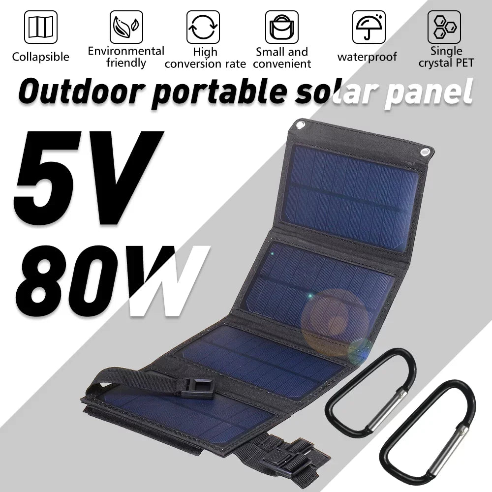Portable iPhone, Laptop, Solar Caravan Power Panel for exterior Ipad, Travel Foldable 80W RV MDHAND Suitable Camping Suitable USB Port, Station, for