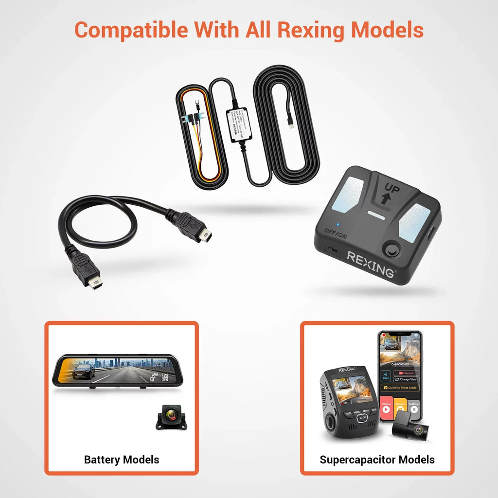 Models Mini-USB All for Hardwire Dash Cam Intelligent Rexing Rexing Kit Port