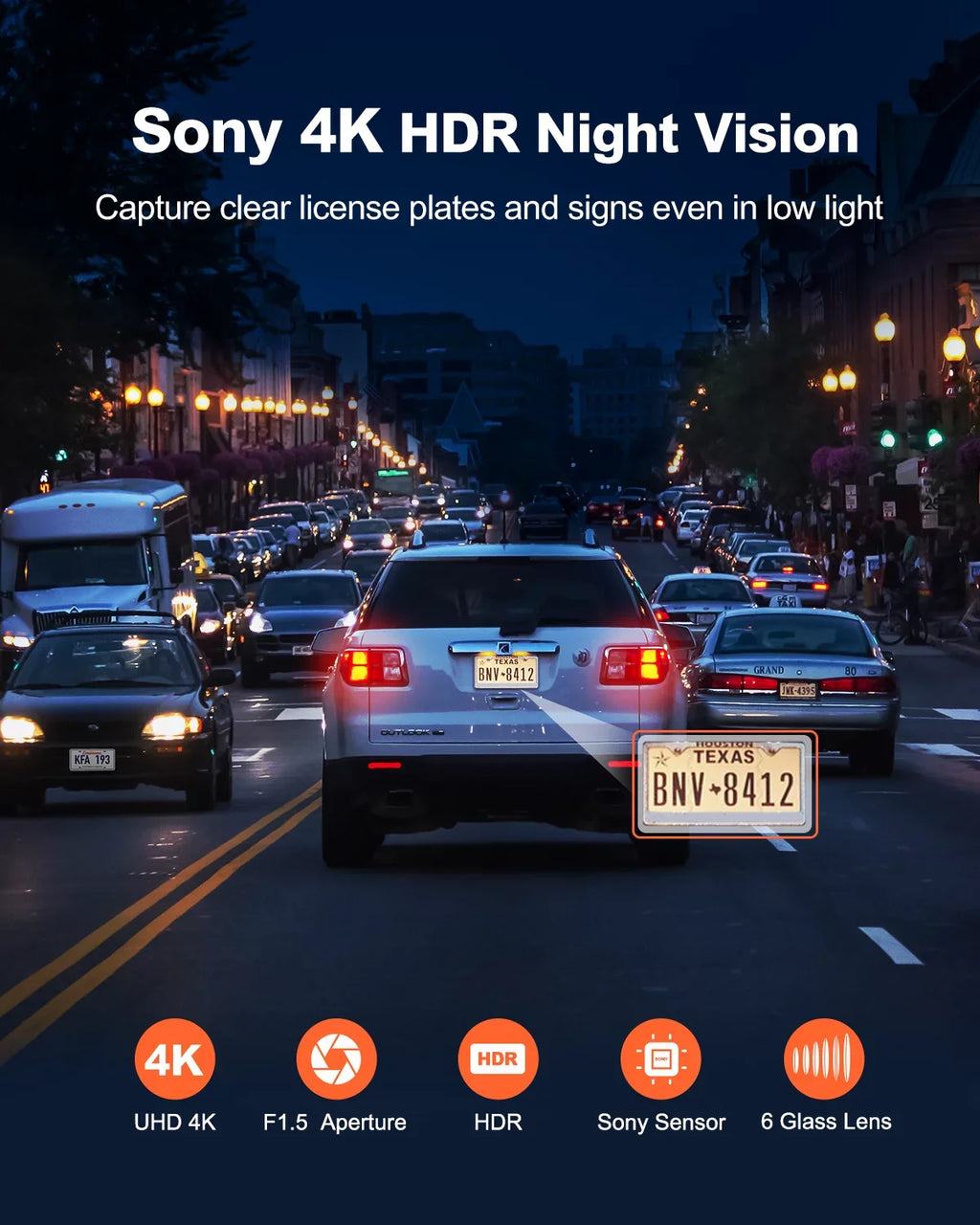 4K Screen YEECORE UHD Dash Super Max Camera WiFi Monitor, 2160P with Support Cars Dash Night Inch, GPS, 2.45 Camera Cam, for Mini Loop HDR, Parking Vision, Touch 256GB G-Sensor, Car Front, Recording,