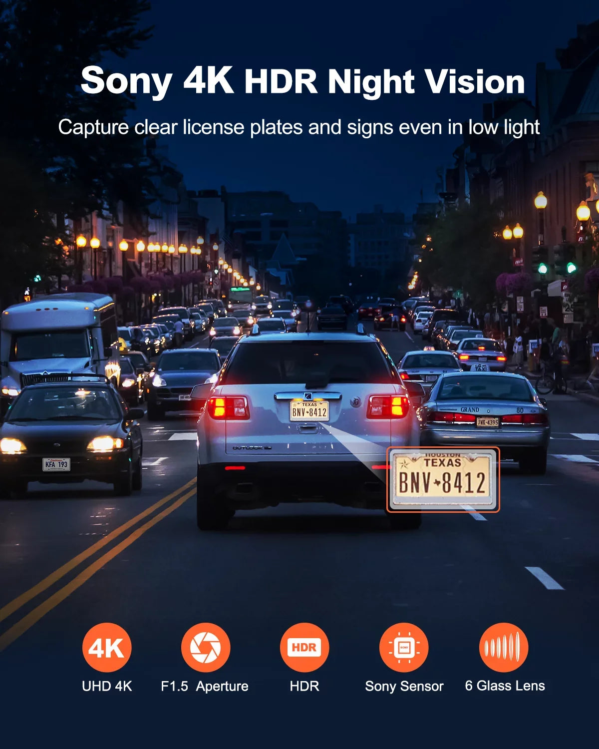 4K Screen YEECORE UHD Dash Super Max Camera WiFi Monitor, 2160P with Support Cars Dash Night Inch, GPS, 2.45 Camera Cam, for Mini Loop HDR, Parking Vision, Touch 256GB G-Sensor, Car Front, Recording,