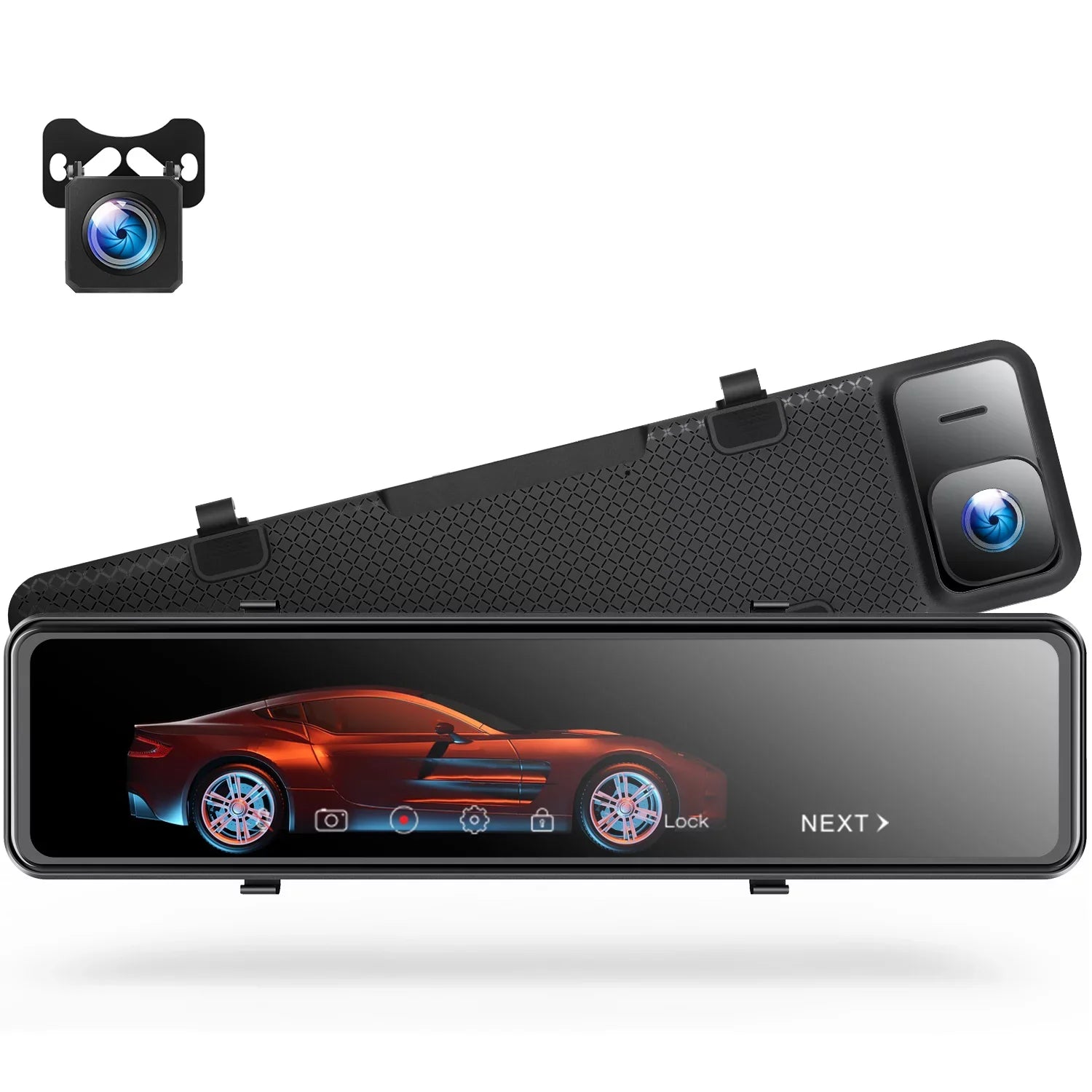 Night Voice Screen Backup Front and Control TOGUARD Touch IPS Sensor, Super Camera with Mirror Rear, 4K+1080P Parking Dash Cam Assistanc 12" Vision,