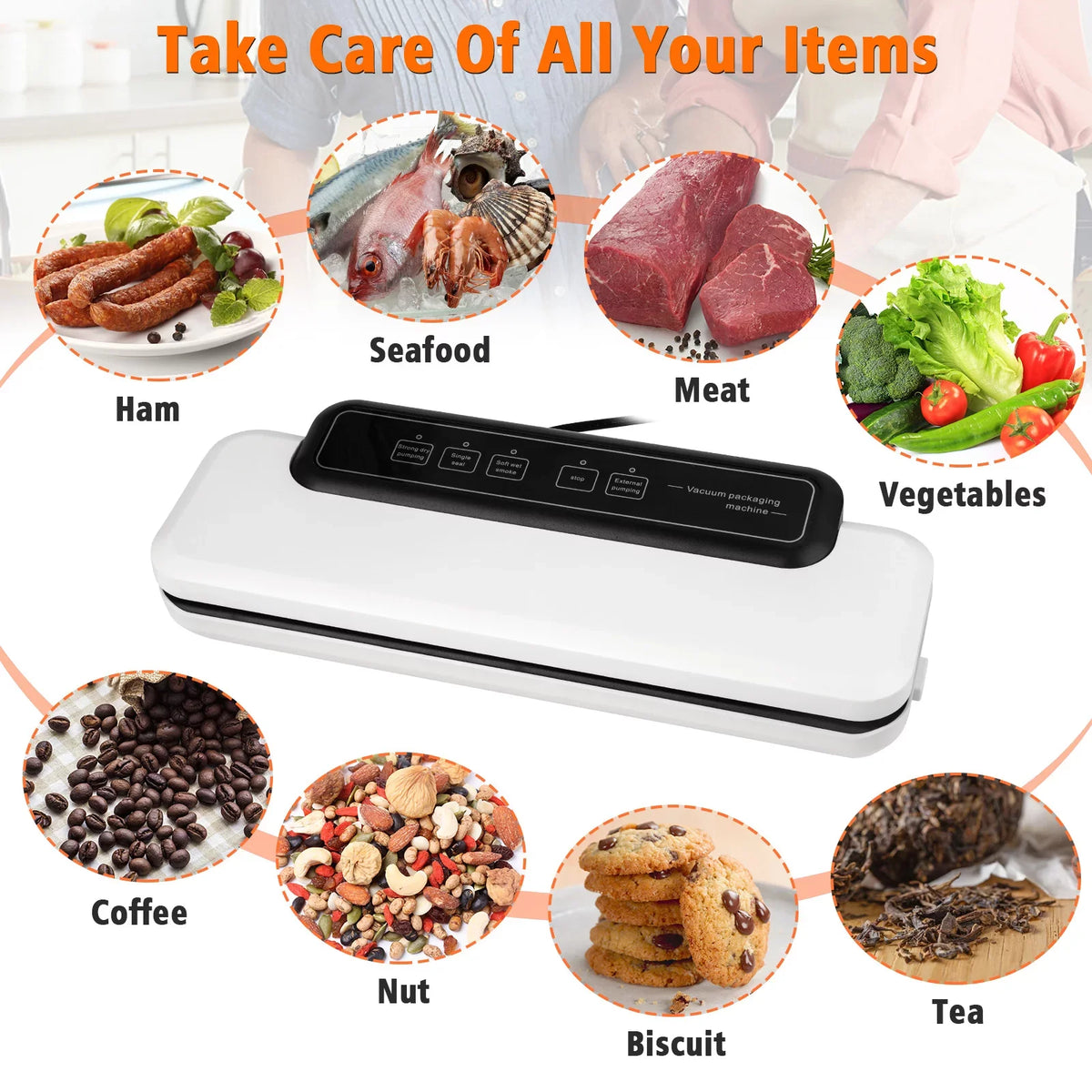 Vacuum Sealer Meal Free Commercial LINKPAL Simple 60KPA 10 food System to Sealing Machine Food Sealing Easy Seal Clean, Machine Machine, a Operate to Food bags,