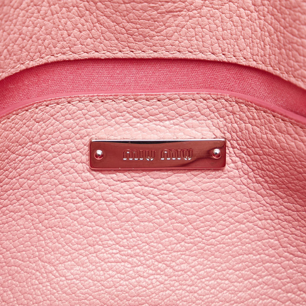 Miu Pink Pre-Owned Calf Authenticated Miu Crossbody Flower Unisex Crossbody Print Bag Leather (Good)