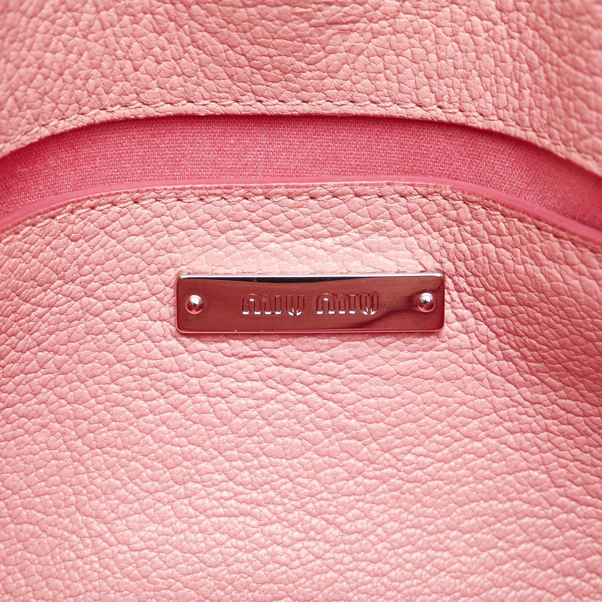 Miu Pink Pre-Owned Calf Authenticated Miu Crossbody Flower Unisex Crossbody Print Bag Leather (Good)