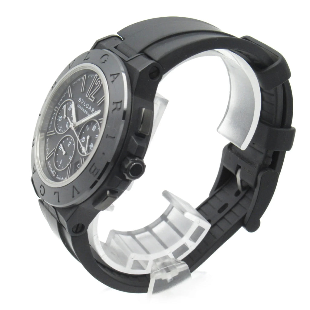 Black DG42SMCCH watch Magnesium (Good) Watch Pre-Owned belt Chrono BVLGARI Mechanical Wrist Rubber Watch Diagono Automatic Wrist DG42SMCCH mag