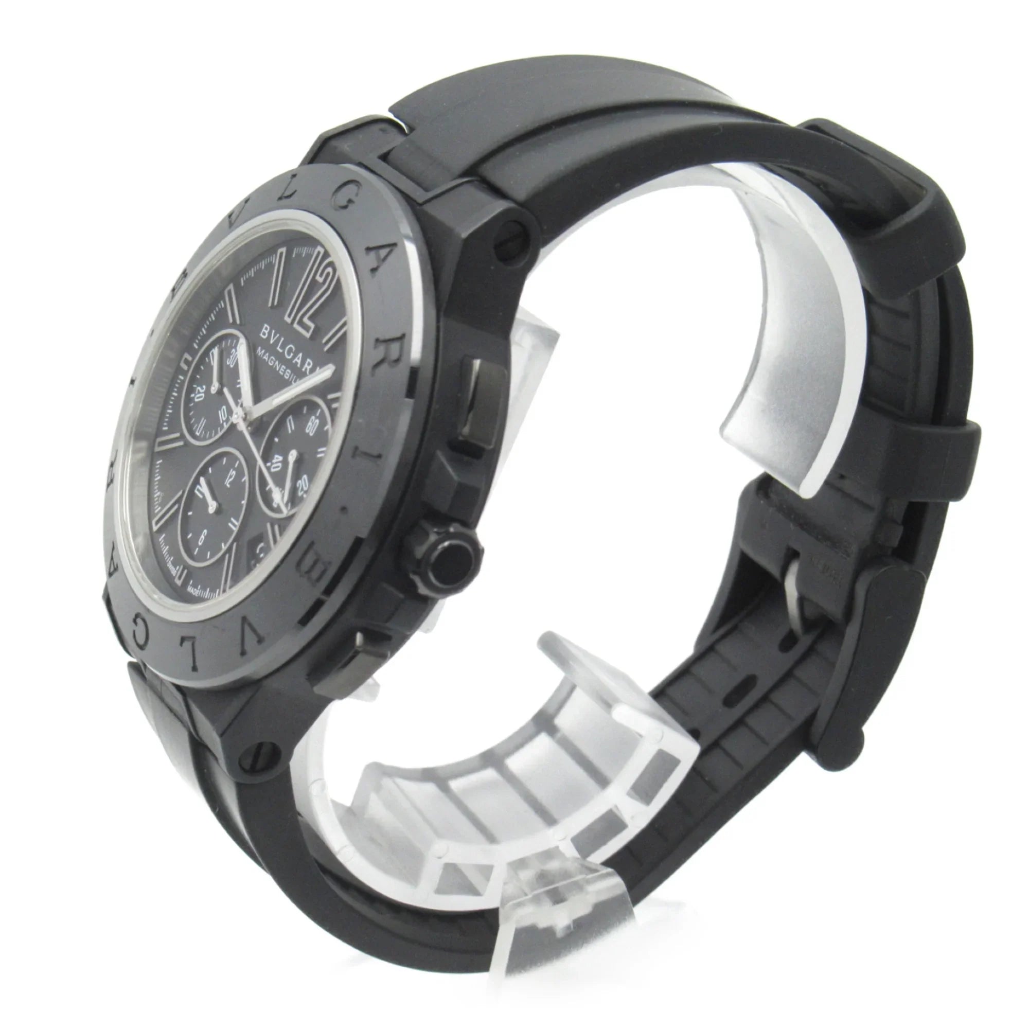 Black DG42SMCCH watch Magnesium (Good) Watch Pre-Owned belt Chrono BVLGARI Mechanical Wrist Rubber Watch Diagono Automatic Wrist DG42SMCCH mag