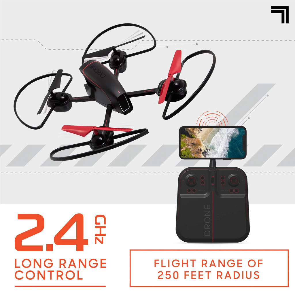 Wireless Assisted Remote 2.4GHz RC Controlled Landing, Quadcopter Mach with Stream Rechargeable with Drone IMAGE 10inch SHARPER and Camera,