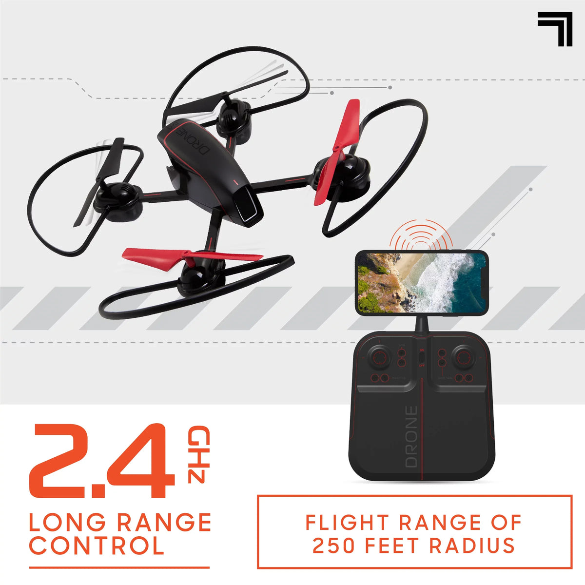 Wireless Assisted Remote 2.4GHz RC Controlled Landing, Quadcopter Mach with Stream Rechargeable with Drone IMAGE 10inch SHARPER and Camera,