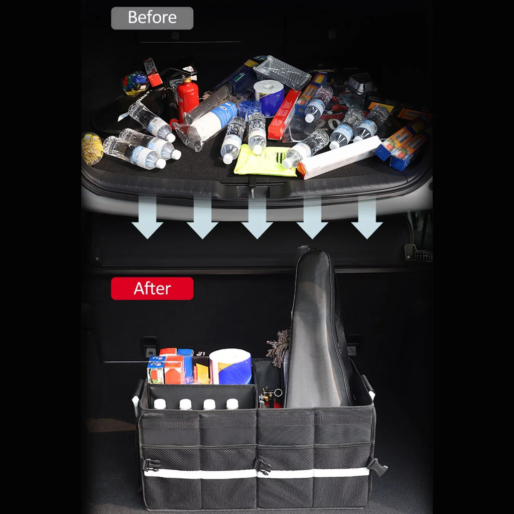 Capacity Cloth Trunk Automotive Reflective Organizer, Storage Cargo Oxford Folding Organizer, Apexeon Box, Strip, Car 28L