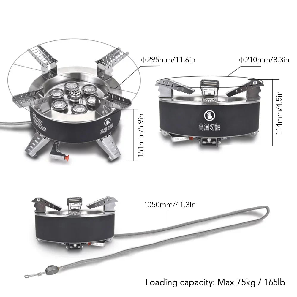 Windproof Ignition with Fishing For Stove 18000W Backpacking Gas BULIN Seven-core Traveling Hiking Foldable Stove Camping High-power Stove Piezo