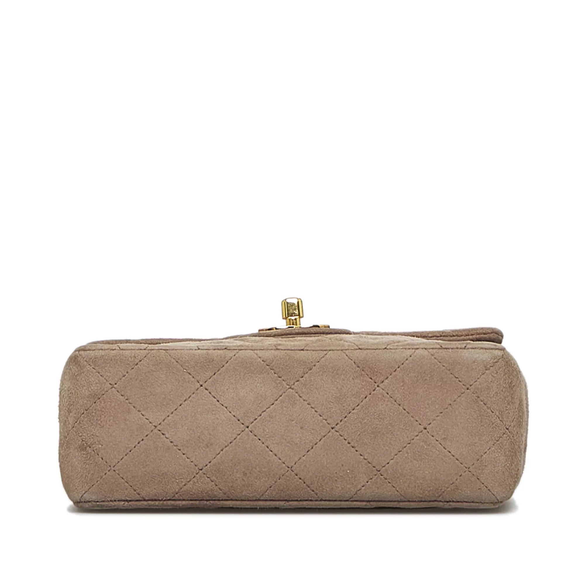 Brown Pre-Owned Suede Mini Flap Square Unisex Single Bag Authenticated Classic Crossbody Leather (Good)
