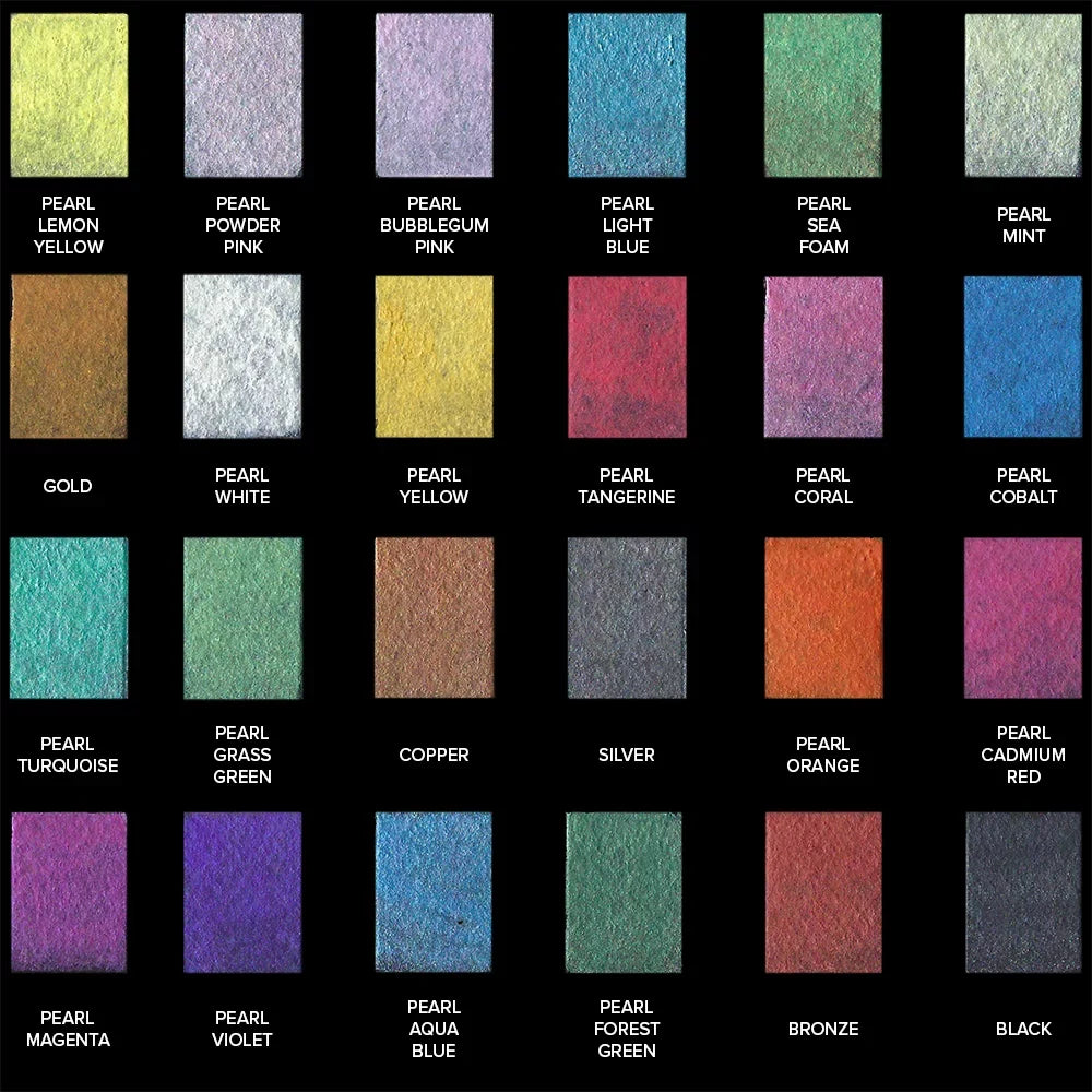 Palette, Watercolor Set 24 Premium Colors GenCrafts of Metallic