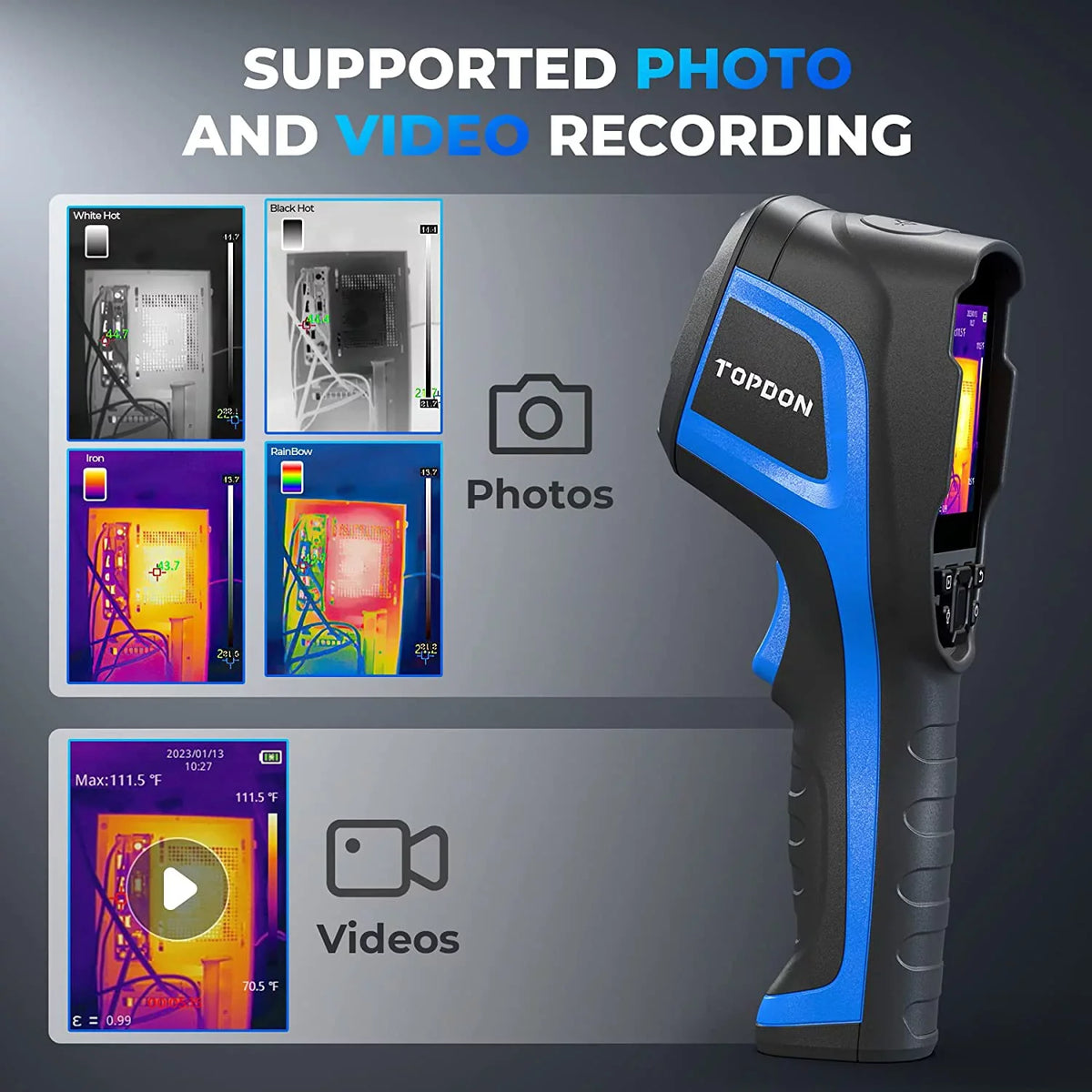 Resolution x -4°F~1022°F Imaging 256 Camera Thermal Infrared Thermal TC005 IR Handheld 192 Dual-Camera Imager High TOPDON