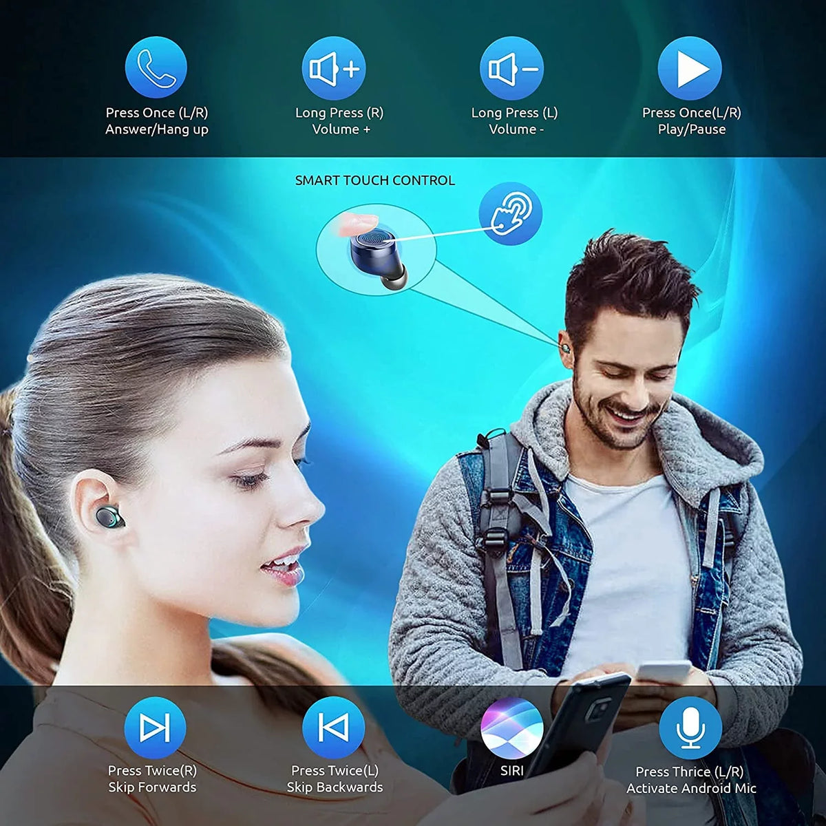 Compatible / Waterproof 5G/Plus/Ultra Galaxy Reduction S21+ Noise BlueTooth PRO Earbuds Wireless Mic Touch with (Black) V5.1 Sweatproof with / IPX3