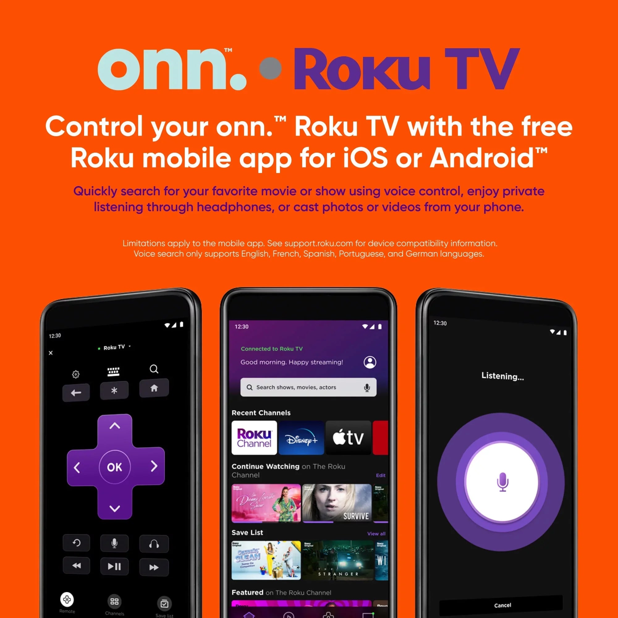 TV onn. FHD Roku Smart LED Class (1080P) (100069992) 43”