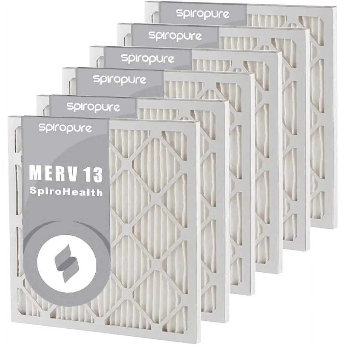 13 (6 Filter Pleated Filters Pack) - Made in Air MERV SpiroPure USA 17.38x17.38x1