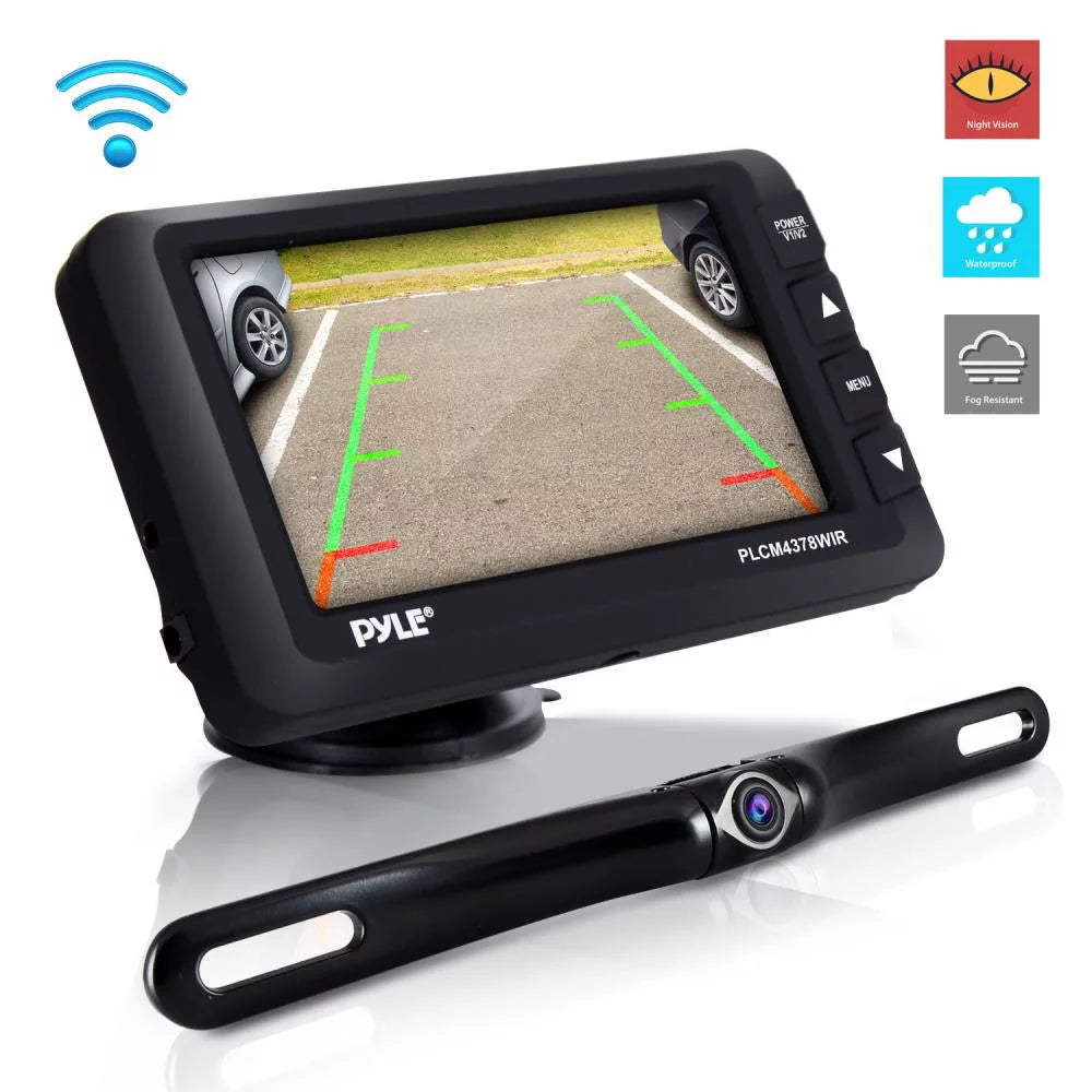 Vehicle Rear 4.3’’ Display PYLE Backup Parking/Reverse View - Wireless with Kit Camera - Screen Monitor System PLCM4378WIR.5 &