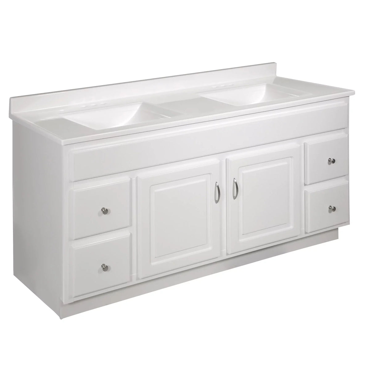 Mount White Marble Double Integrated Solid Backsplash, Rectangle with Cultured Design Camilla House Centerset 557678-WHT Top 61-inch Bowl Vanity
