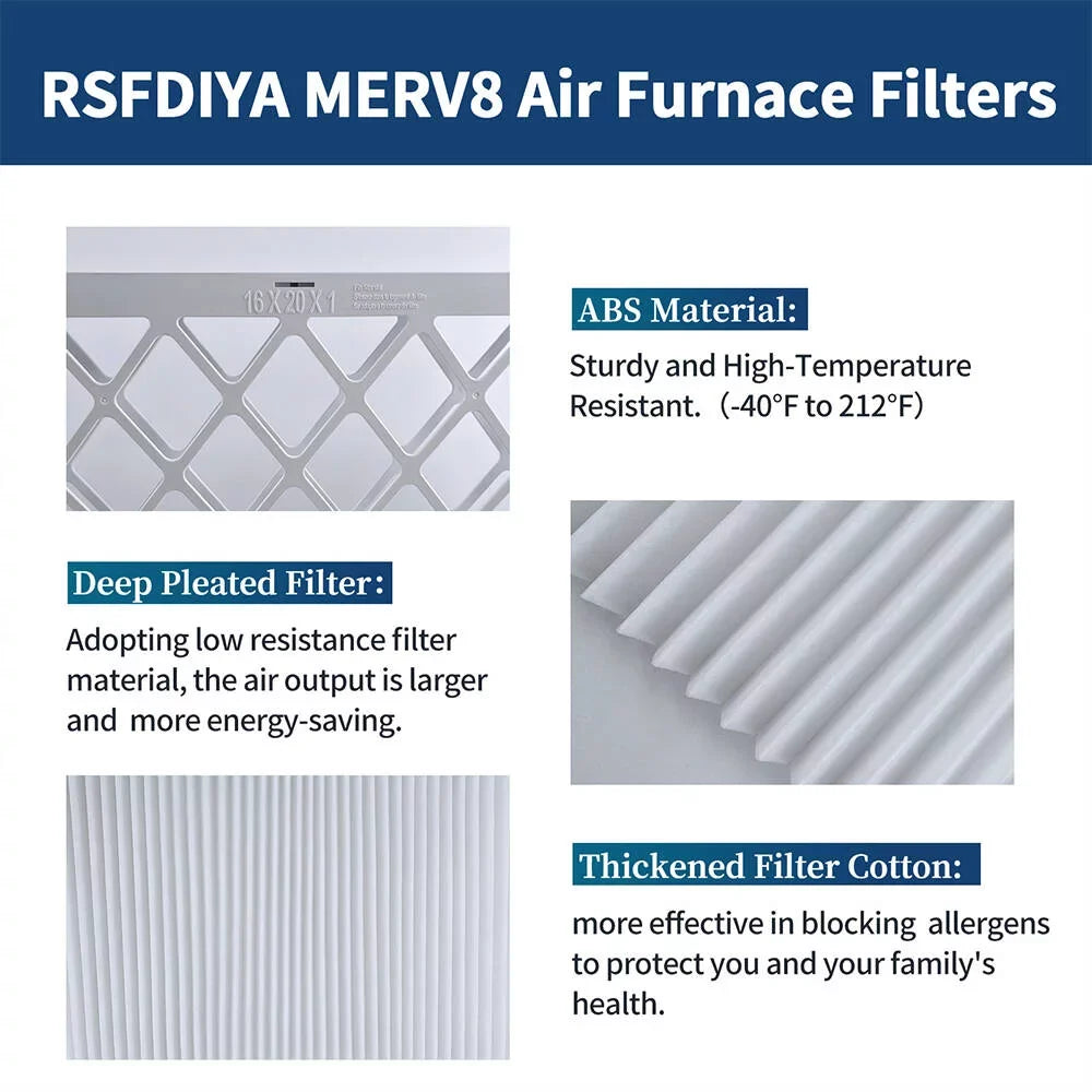 Furnace AC Air 16x25x1, RSFDIYA HVAC Reusable MERV13 Filter MPR 1800 6-Pack Filters Air