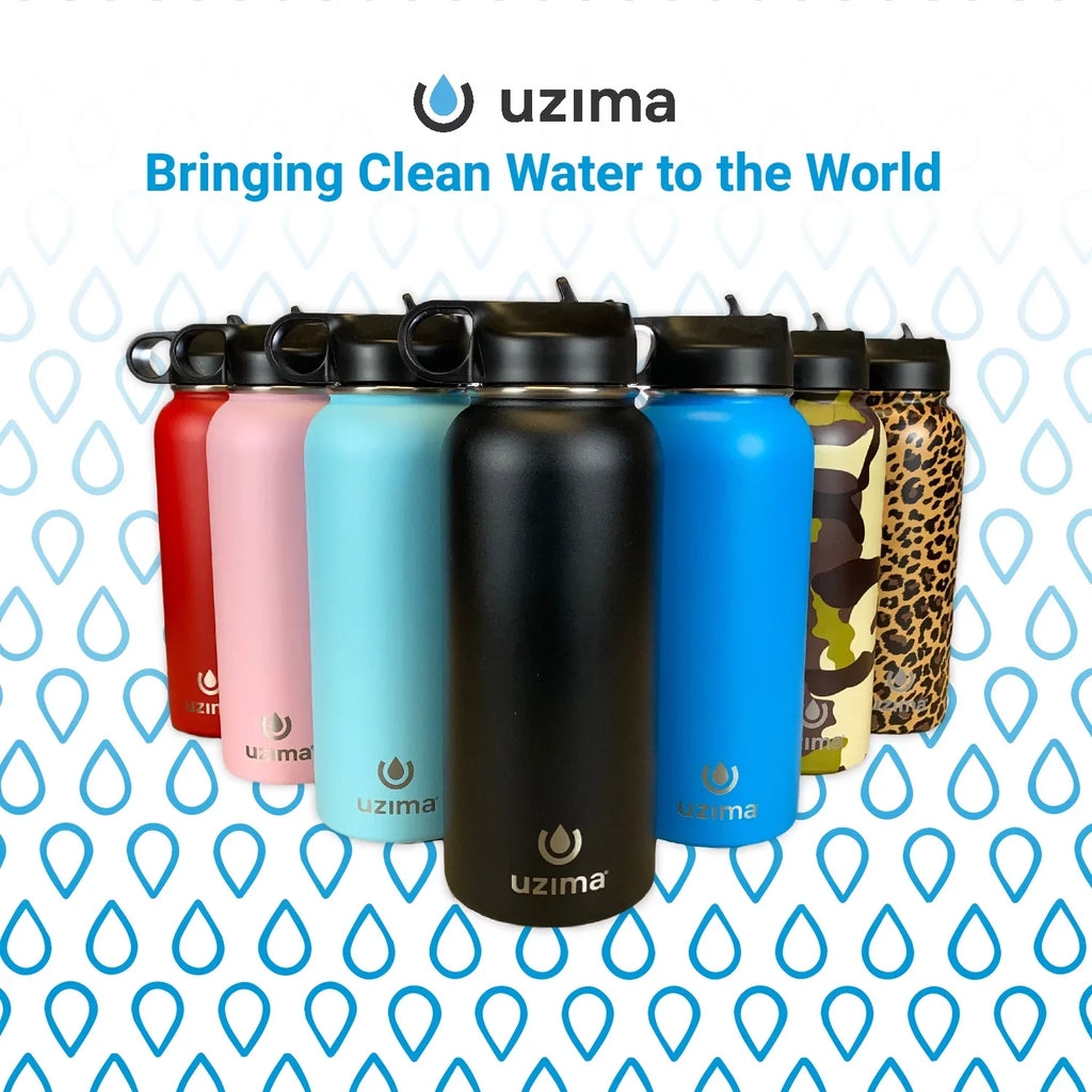 on Z-Source Purification Backpacking, Steel Exterior Uzima Camping, Bottle Capacity liquid .(Red) the and 32oz Hiking, Filtered with Go. Travel. for liquid Stainless Large - Double-Walled