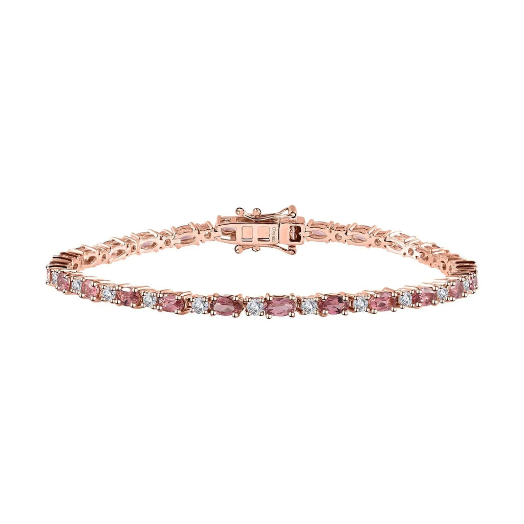 Bracelet Vermeil Jewelry 925 5.74 Tourmaline Mom Ct Plated Sterling dimension Gold Gifts Oval LC Birthday Day Rose Mothers 8" Moissanite for Shop Silver