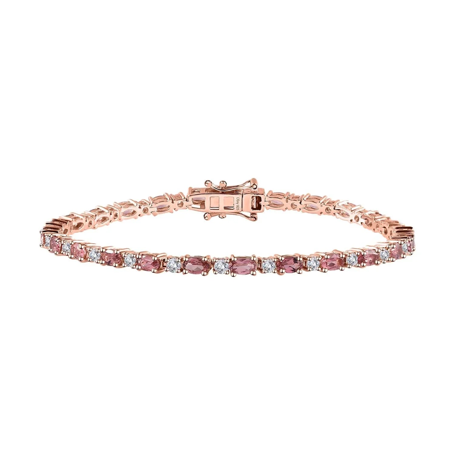 Bracelet Vermeil Jewelry 925 5.74 Tourmaline Mom Ct Plated Sterling dimension Gold Gifts Oval LC Birthday Day Rose Mothers 8" Moissanite for Shop Silver