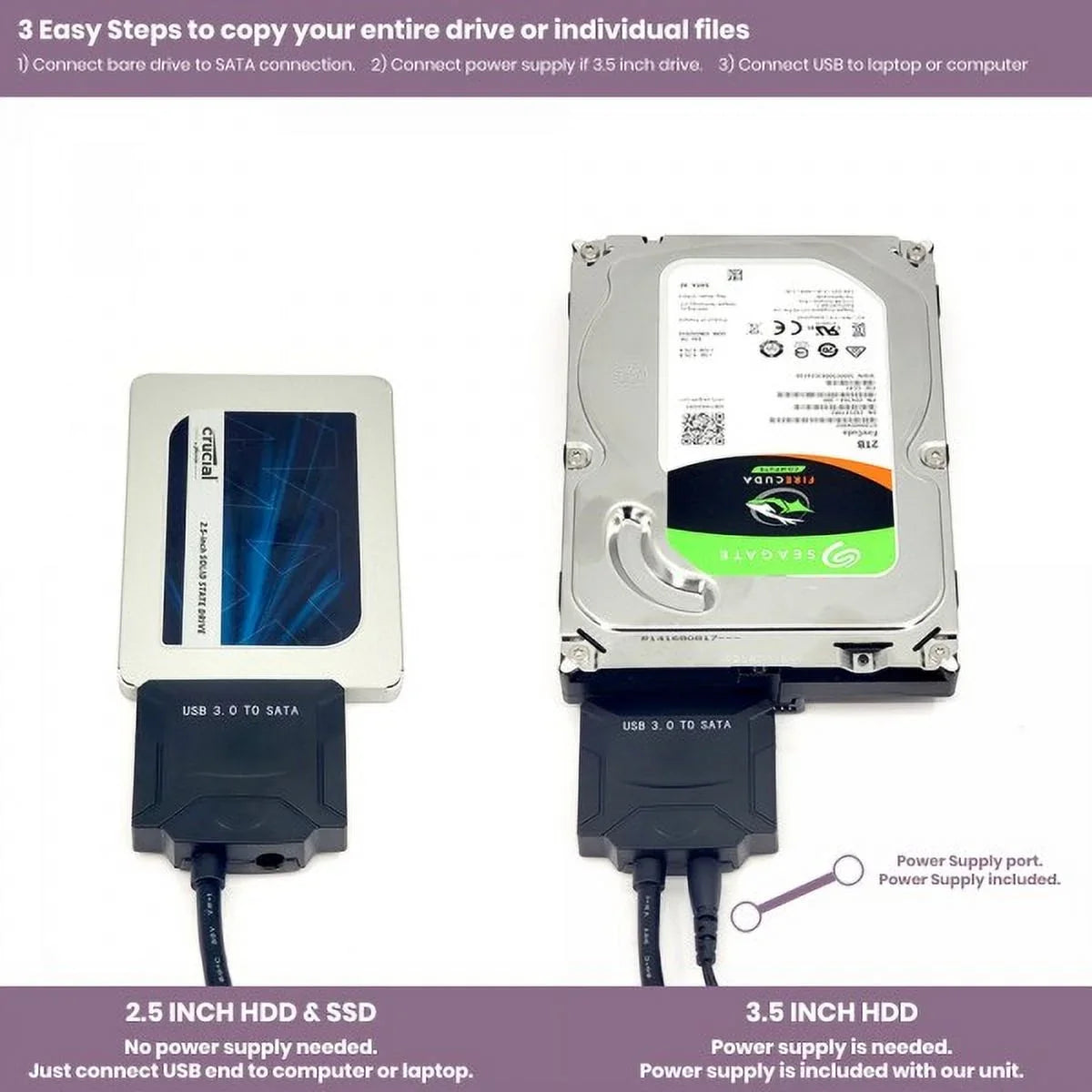 Fantom USB Drives Kit (3.5"), Supply, and 6TB Power Cloning Software Fantom with SATA Barracuda 12V Seagate Cable Converter, Drives 0 3. Drives ST6000DM003 USB FD to Hard Upgrade Inside Fantom Drive