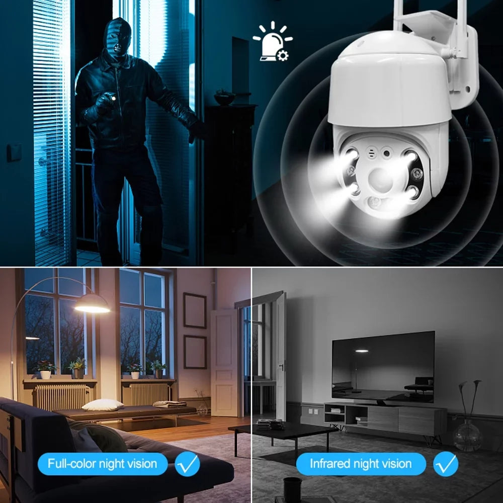 Wireless Alarm, Smart System Remote Waterproof Control Camera Communication, Vision, Rotation, 355° - with WiFi Motion Two-Way Light APP Night Detection, & & Sound Office Home for 1080P Security