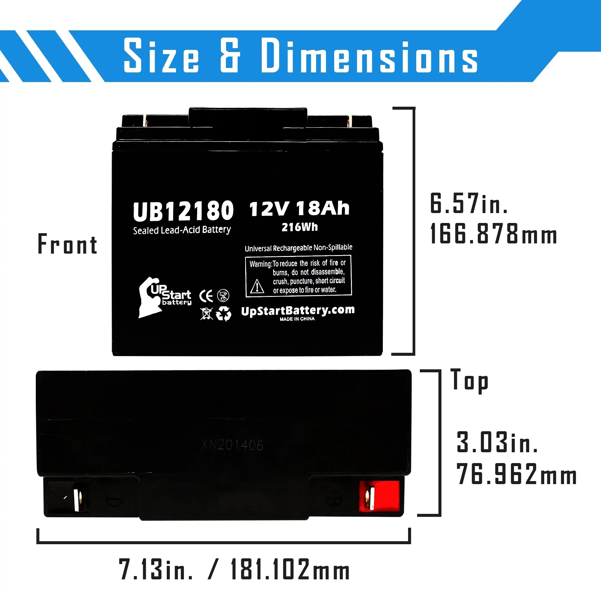 2x T4 AGM, / PX12180 - Universal - Terminal, Pack Portalac Lead 18Ah, Compatible Replacement Battery 18000mAh, Battery Acid UB12180 SLA) (12V, GS Sealed