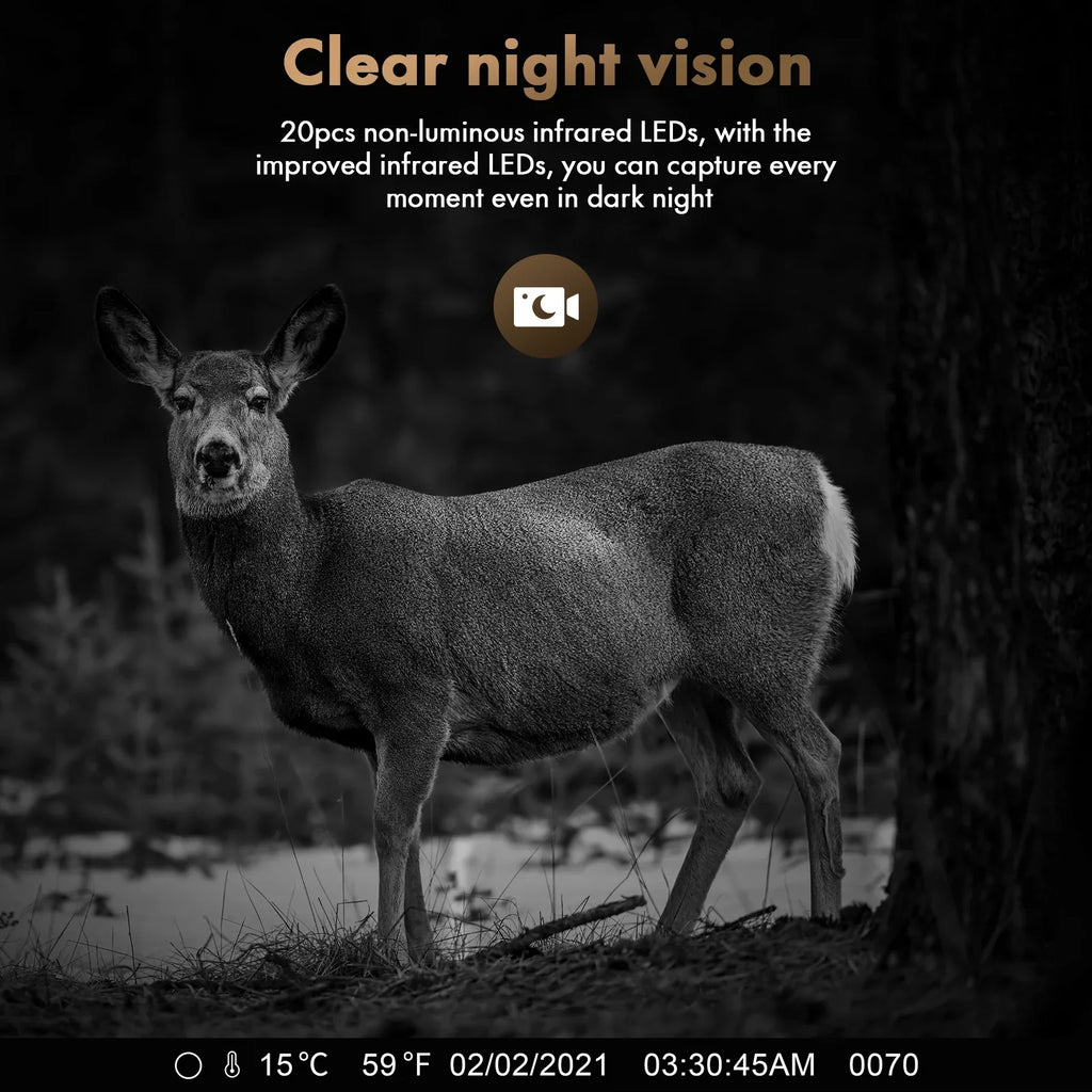 Night Vision Solar Rechargeable CAMPARK IP66 Built-in Camera 120°Wide 1080P Game Angle 2.0" Trigger 2500mAh Waterproof LCD Trail Card Cam with Camera Hunting 0.1s Speed with Lithium 24MP SD Battery