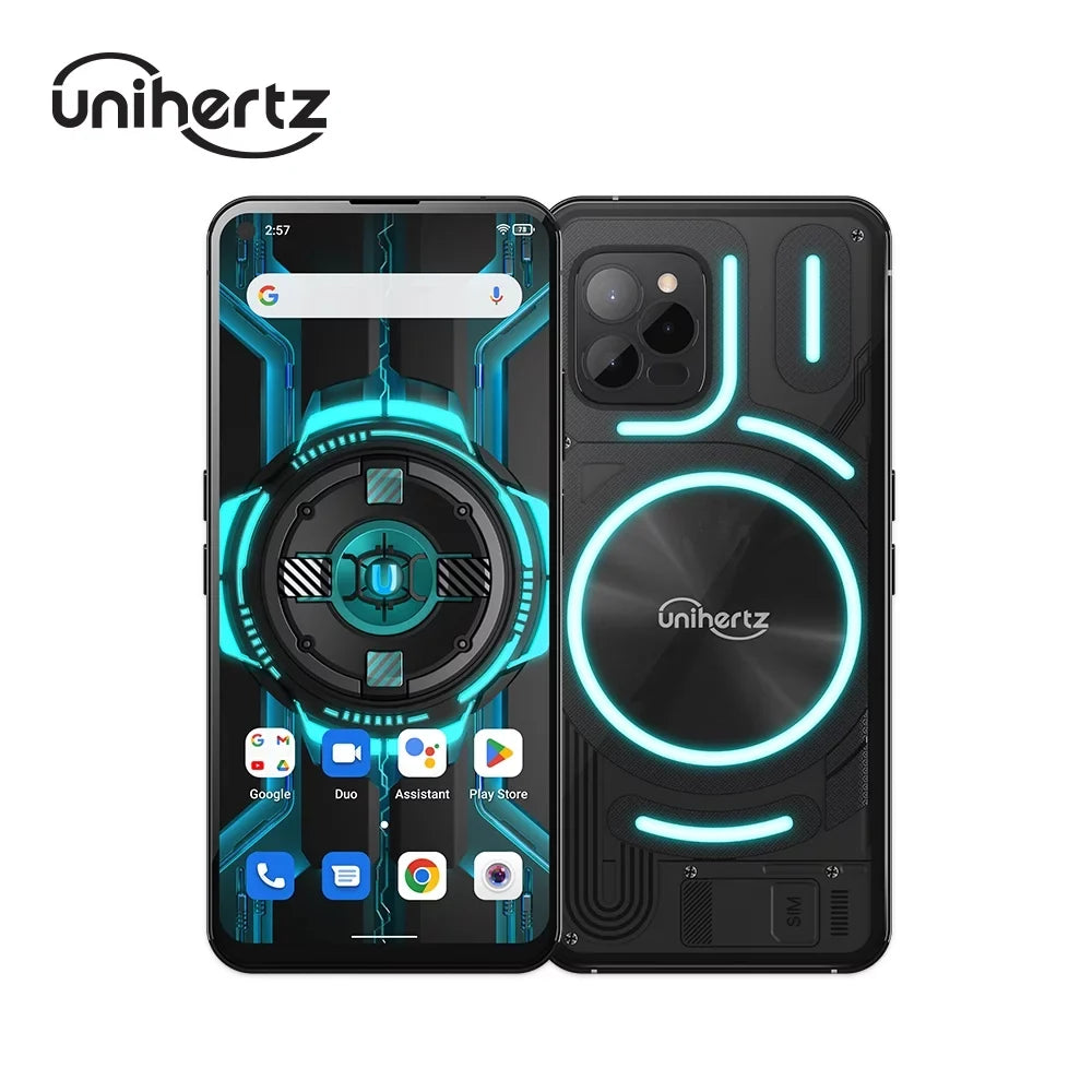 '- 5000 LED Unihertz 12 4G Light, Fast Industrial mAh Android Luna NFC, Transparent Back Camera, Charging, Design and Unlocked Battery with Colorful Smartphone (Black) Smartphone, 108MP