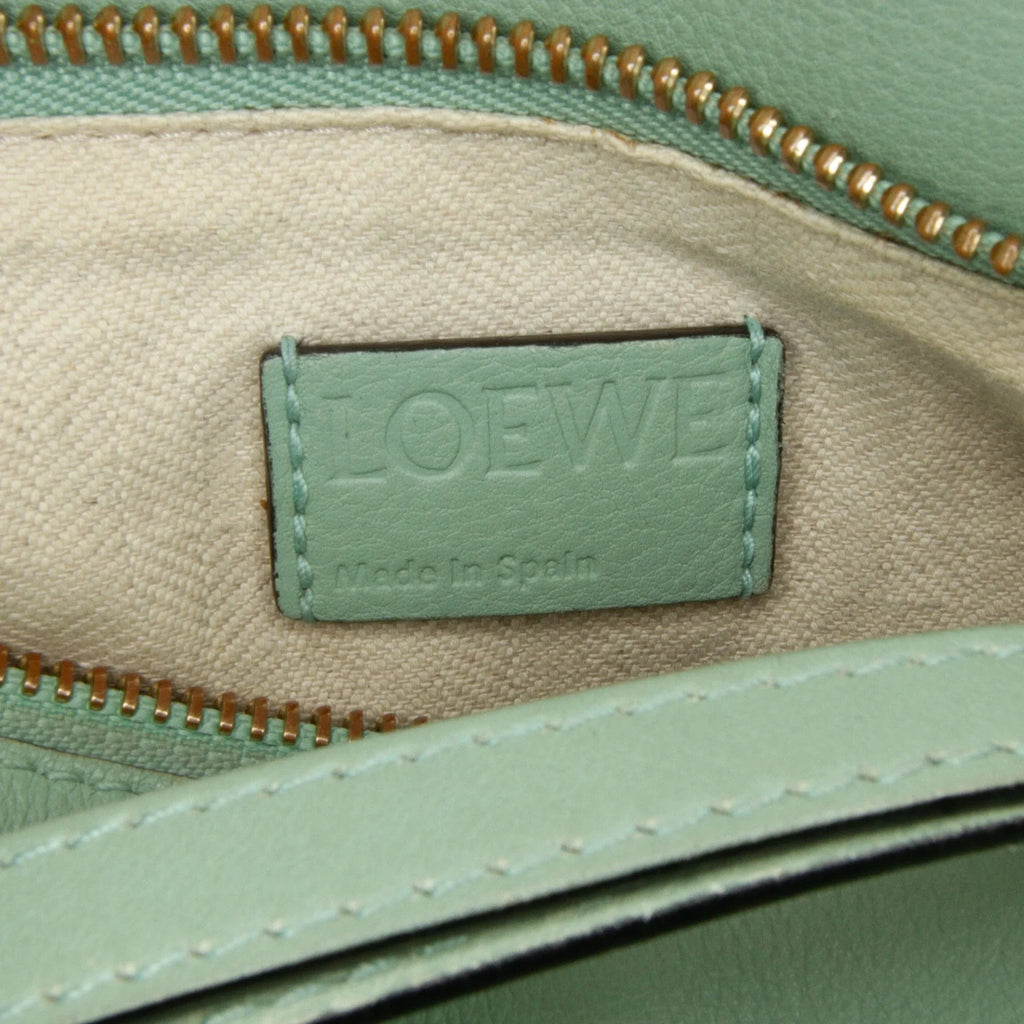 Leather LOEWE Unisex Authenticated Satchel (Good) Puzzle Pre-Owned Small Calf Green