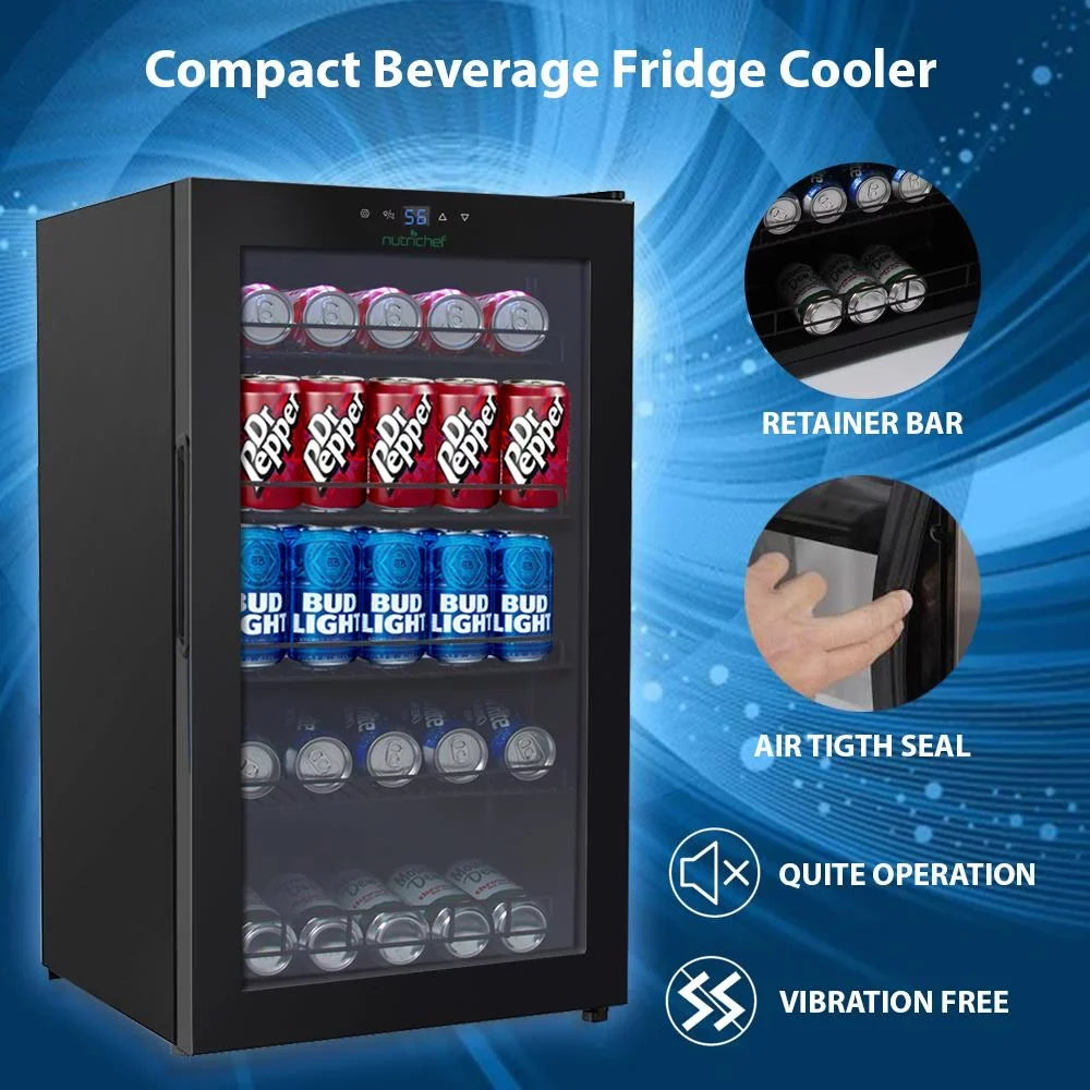 Can Compact 34.7’ Nutri Cooler, (132 x Refrigerator Beverage Beverage Chiller Fridge 18.5’’ 20.1’’ x Can Capacity), Chef
