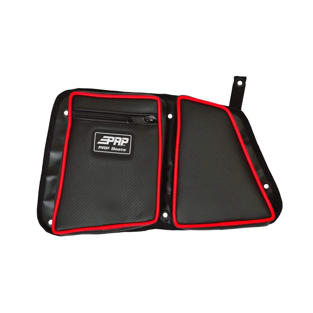 Door Storage Bag PRP Knee Carbon with Rear E41-214 Fiber Red Pad, Seats Side