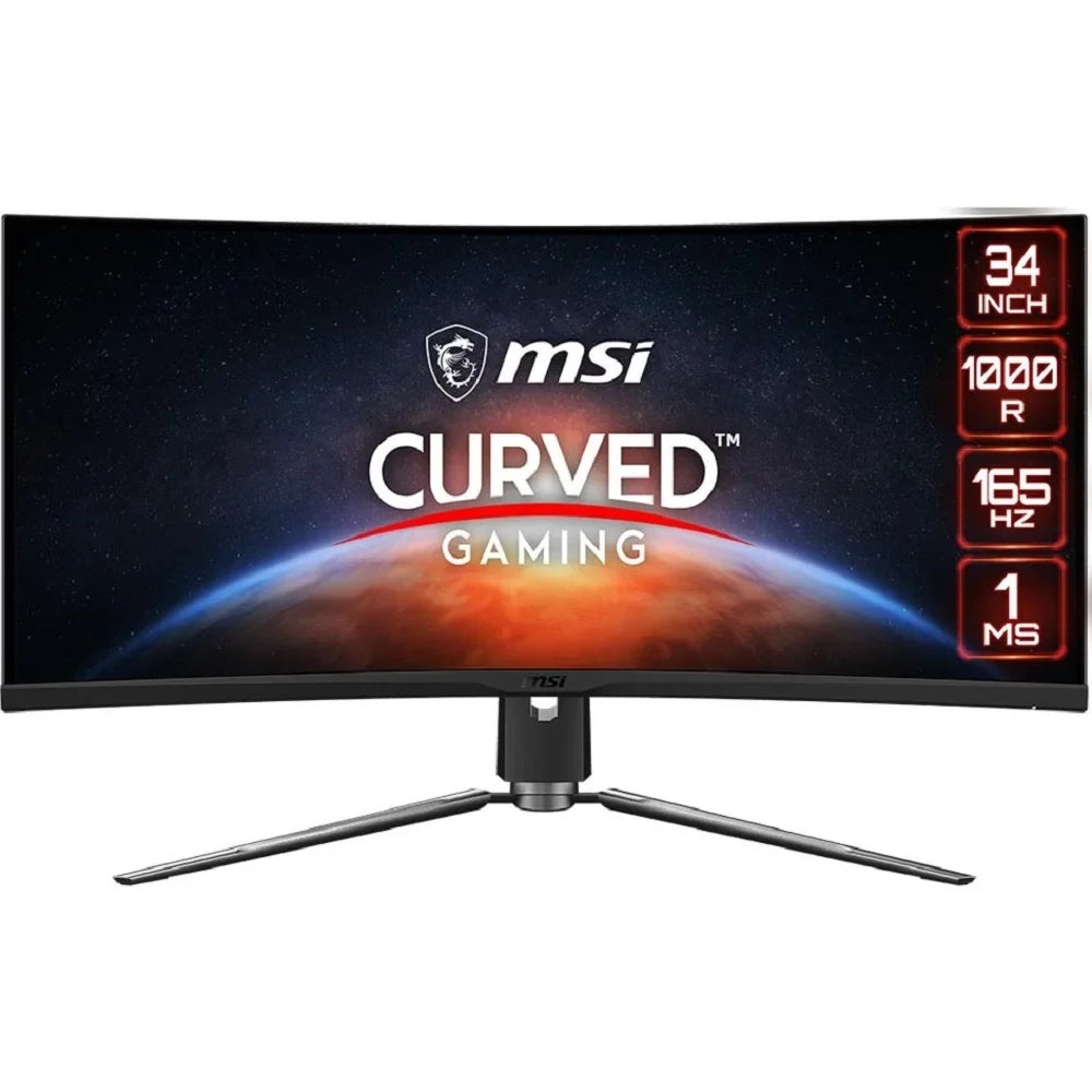 Gaming FreeSync (2K) USB 3440 x HDMI, 2 1000R (MPRT) Curved MPG MSI 1440 UWQHD Monitor 165Hz 1ms ARTYMIS 343CQR x DisplayPort, 34" AMD