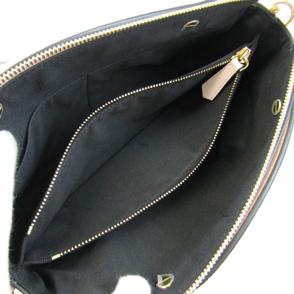 Handbag,Shoulder (Good) By Pre-Owned Fendi Gingham Beige,Light 8BL146 Bag Plaid Women's Leather The Pink,Yellow Way