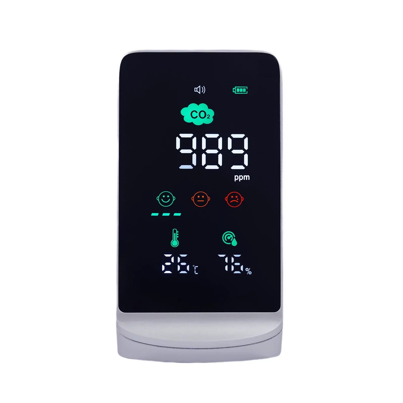 for Monitor & Black) Air Indoor (White, Temperature Humidity CO2, grade Miumaeov