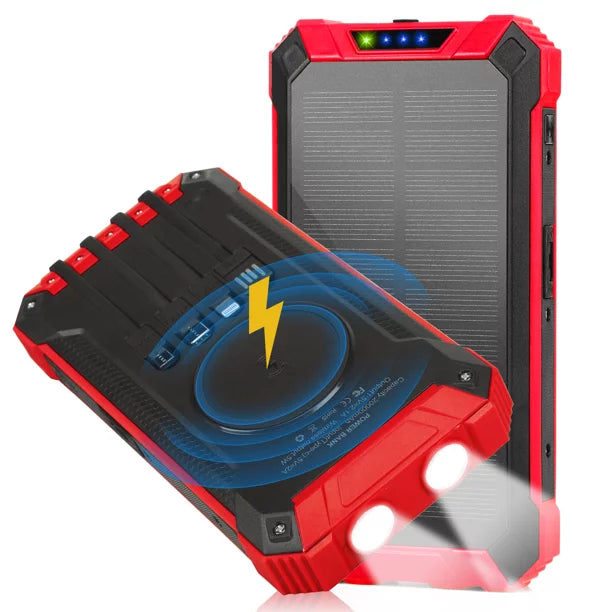 Outputs Qi with Power Port Flashlight USB 4 IPX4 LED 3 For Inputs 15W Bank K30i Solar 20000mAh 5G Built-in Charger Portable Xiaomi 5V/3A Redmi External Battery Wireless C 6 Cables Solar Waterproof