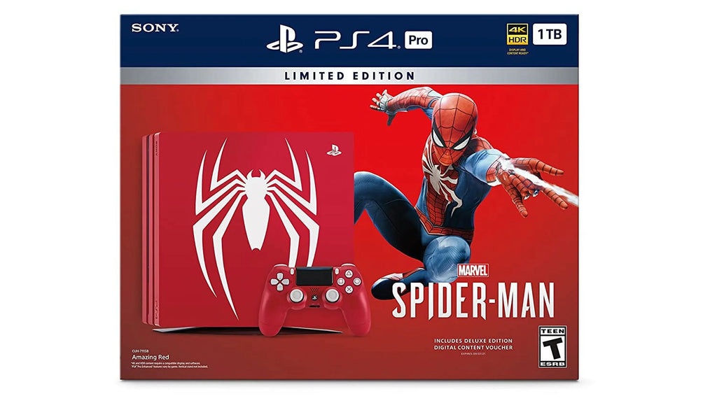 1TB Spider-Man 4 Cable HDMI BOLT Pre-Owned PlayStation With Edition AXTION Pro Console Limited Gaming
