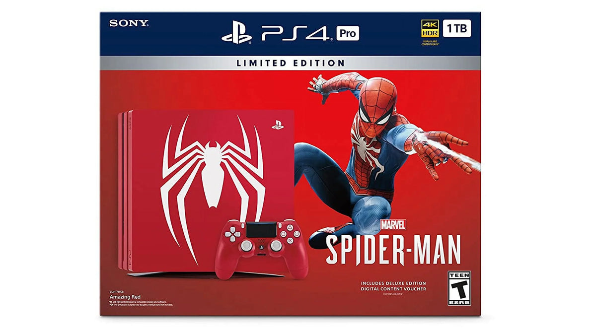 1TB Spider-Man 4 Cable HDMI BOLT Pre-Owned PlayStation With Edition AXTION Pro Console Limited Gaming