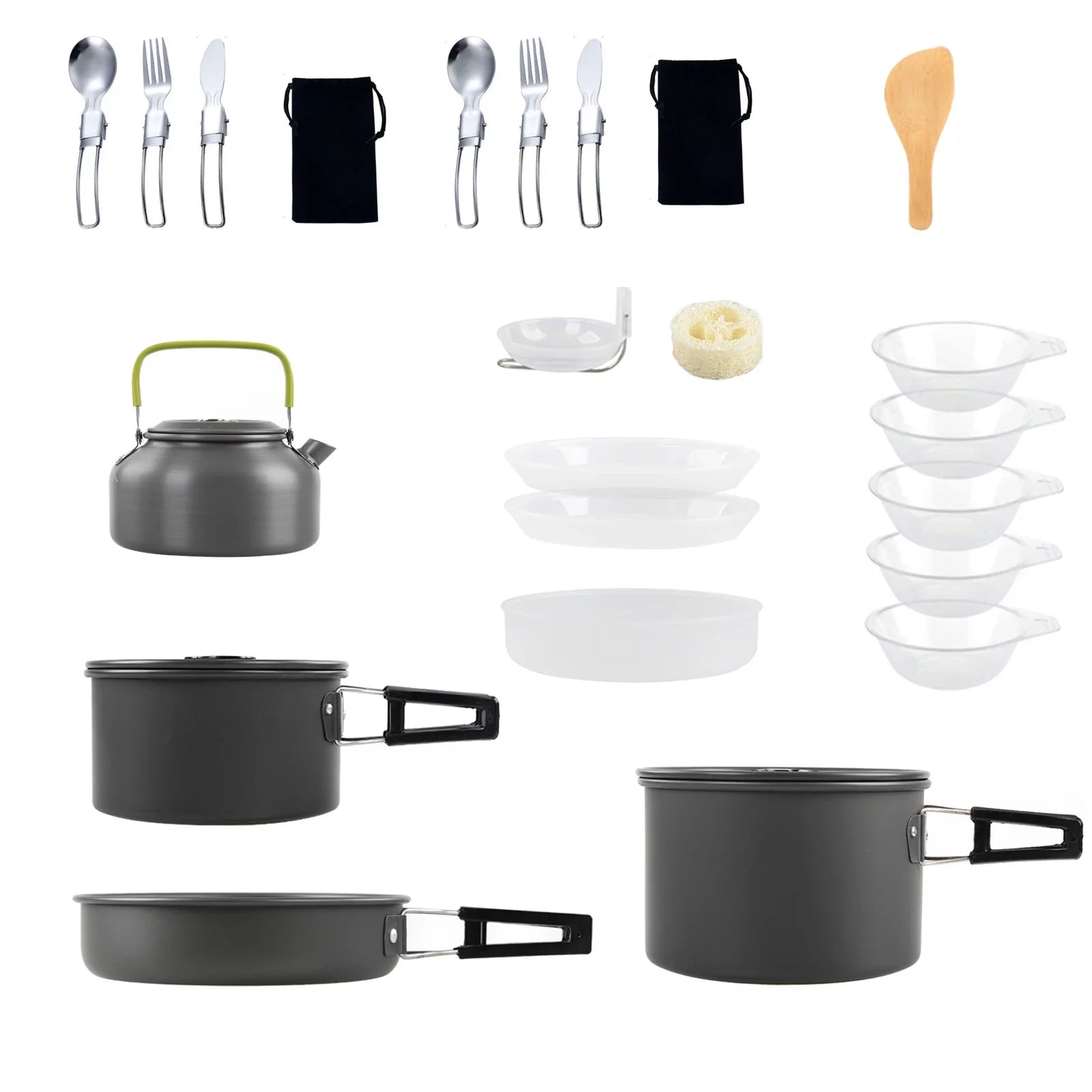 Mess Camping Yabuy Hiking with Non-Stick for Backpacking Set Pot Pan Camping Cookware Kettle and Kit