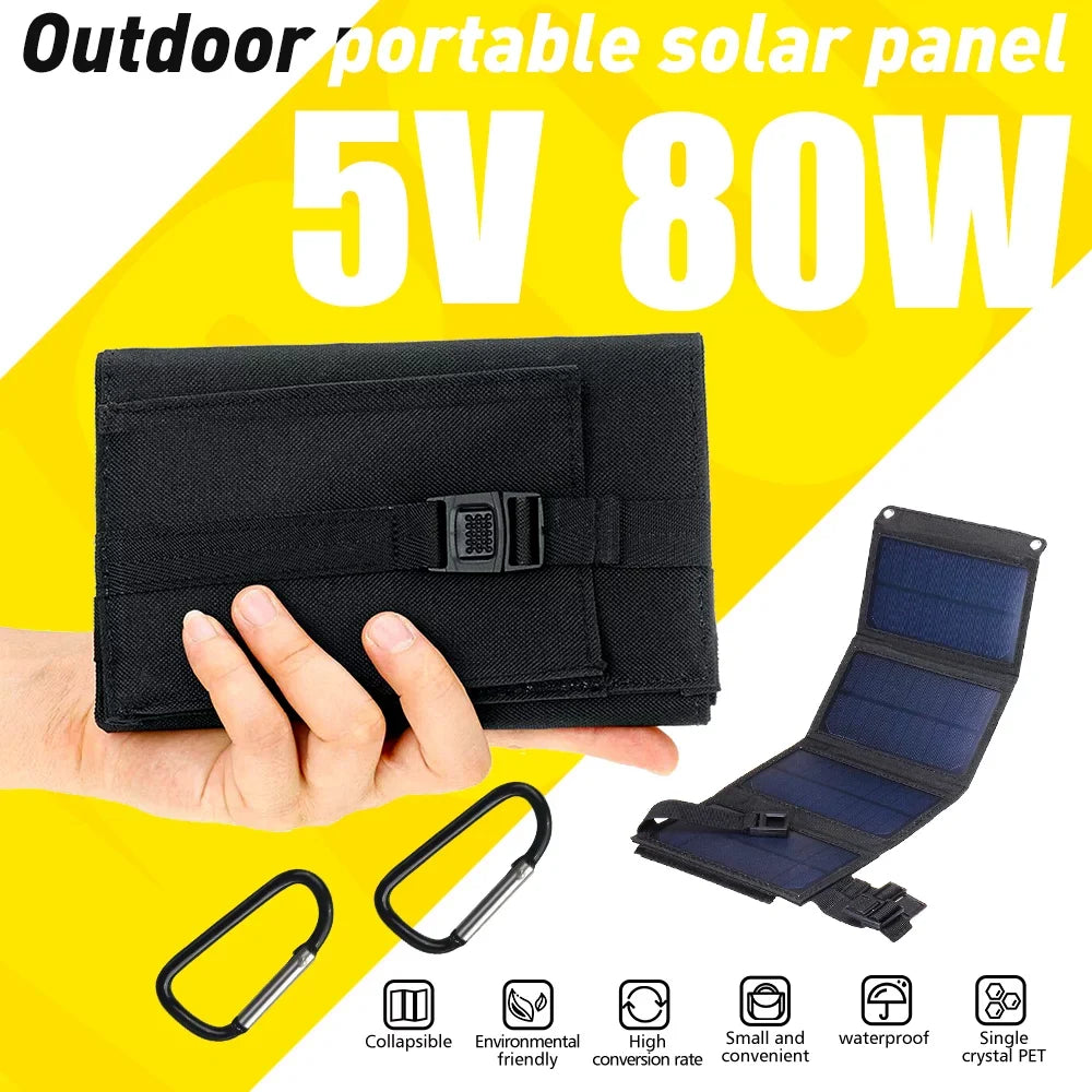 Portable iPhone, Laptop, Solar Caravan Power Panel for exterior Ipad, Travel Foldable 80W RV MDHAND Suitable Camping Suitable USB Port, Station, for