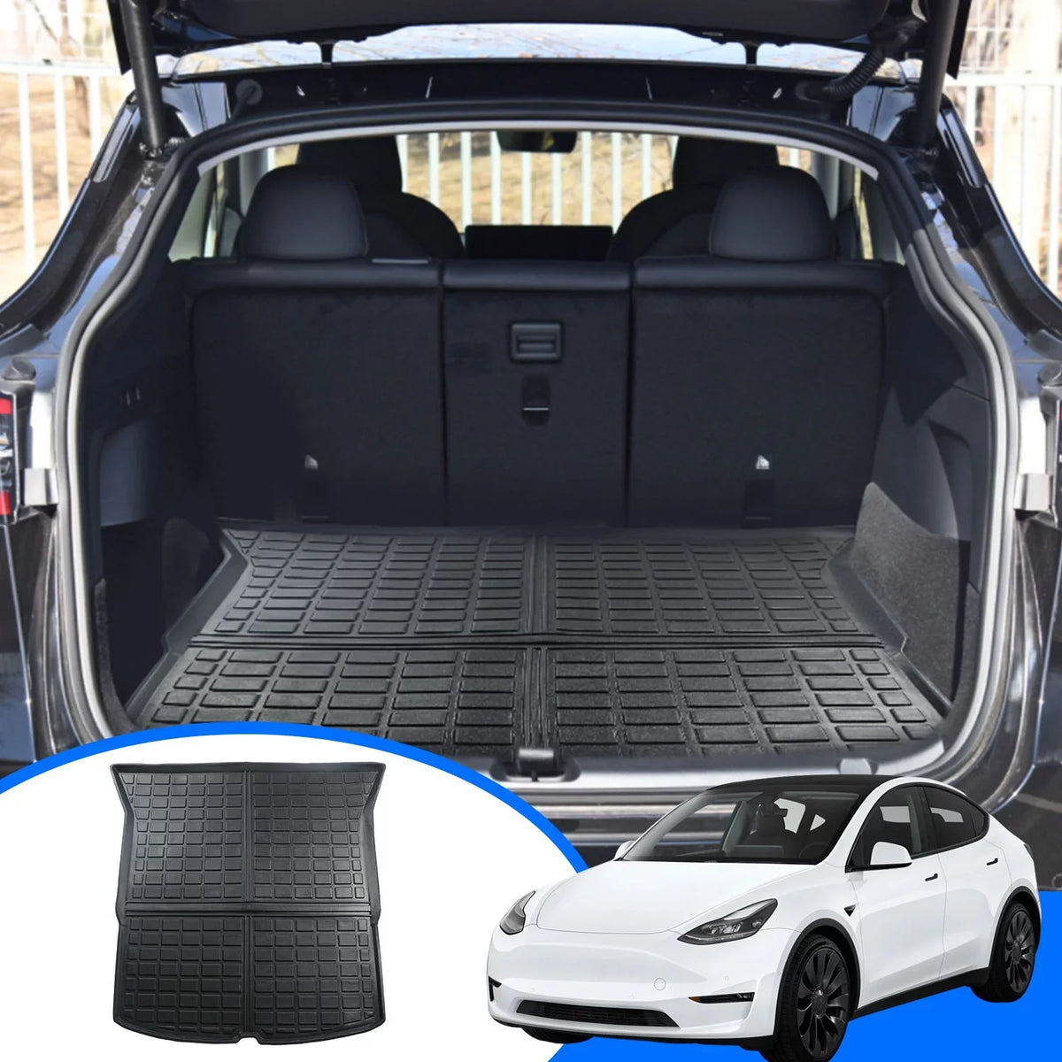 Cover for Y Y climate Tesla Black 7-Seat Trunk Tesla 2020 All Cargo 2020 Liner SUV Cargo Fit Floor Rear Mat , Tray Model Model Accessory