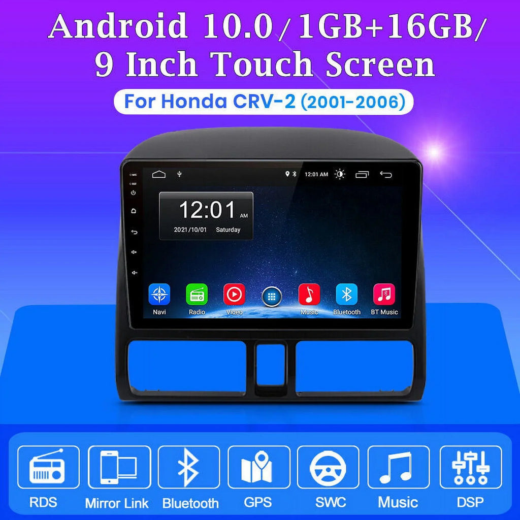 2002 Touch with AWESAFE Car GPS Auto 2003 Android 9 Navigator Inch WiFi Bluetooth Honda for Screen Radio CRV FM Carplay 2004 Mirror Link 2005 2006,1+32GB Stereo 2001 Radio