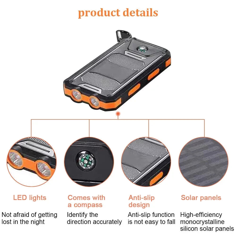 for Power Portable Cell Super USB Solar Charger 10000000mAh Black. Phone, Bank