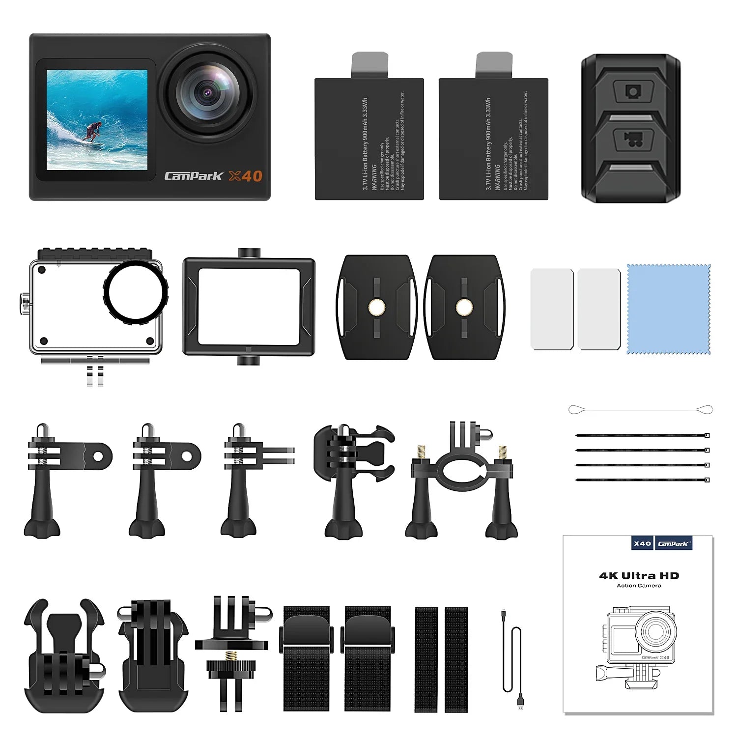 Camera Underwater WiFi Campark Action Waterproof Camera 4.0 Camera External 20MP Sports Ft Zoom Remote Support Control EIS 4K Mic 30FPS Camera 131 Vlog