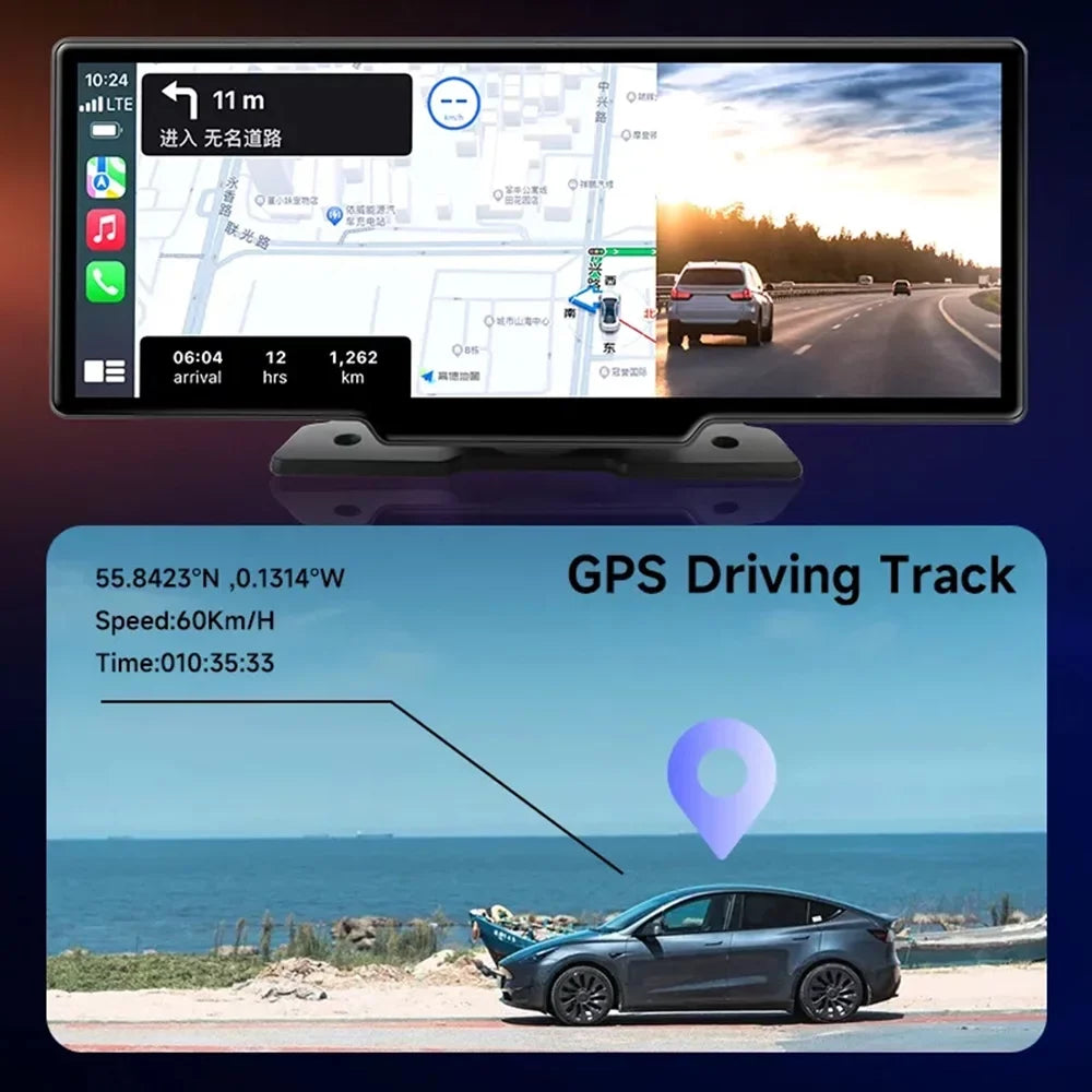 Carplay Car Dashboard Inch Mirror Rearview & Camera 10.26 Android Auto DVR camera Navigation DVRS,Front Masslatie Monitor Cam GPS Dash Video