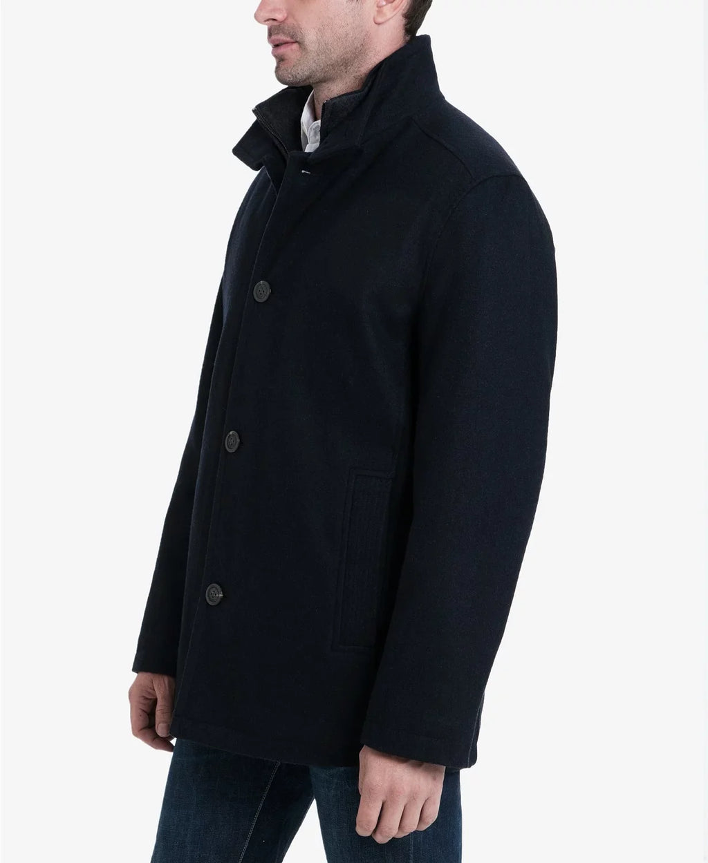 Men's Button Fog Charcoal, Coat, Medium Car Blend Wool Front London